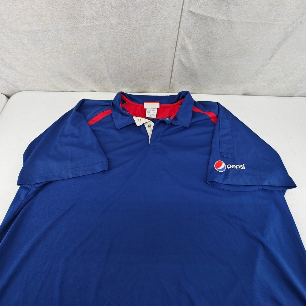 Pepsi Shirt Mens 2XL XXL Blue Work Polo Short Sleeve Workwear Uniform Employee